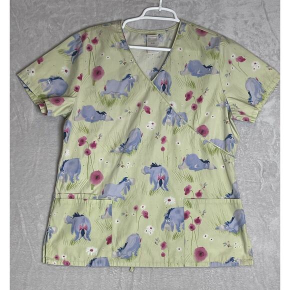 Eeyore nursing scrub top Disney womens size medium Tie Back - Picture 1 of 8